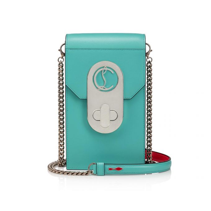 Christian Louboutin Elisa Phone Pouch Classic Leather Cross Body Bags Atlet Çanta Kadın Turkuaz Gümüş | Türkiye FM4-06120Q6