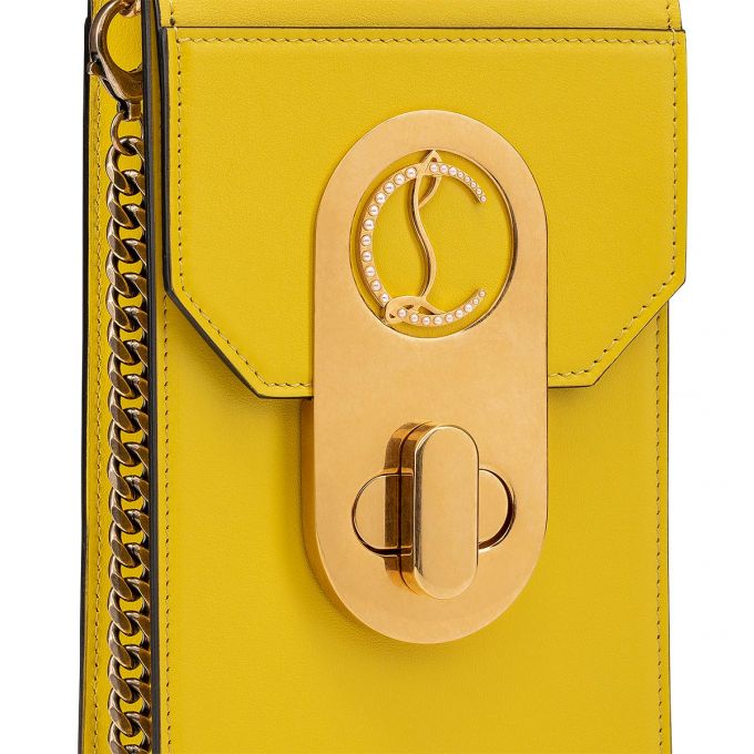 Christian Louboutin Elisa Phone Pouch Classic Leather Cross Body Bags Atlet Çanta Kadın Sarı Altın | Türkiye XR7-00560D7