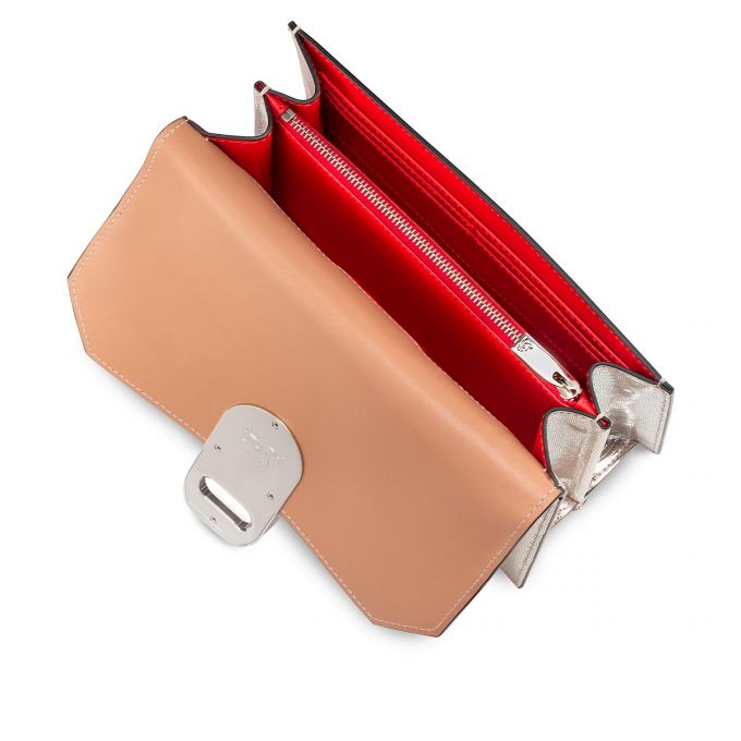 Christian Louboutin Elisa Small Creative Leather Cross Body Bags Atlet Çanta Kadın Bej Rengi Gümüş | Türkiye XT8-70127Y0