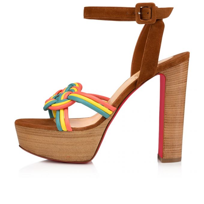 Christian Louboutin Ella 130 Nappa Sandaletler Sandalet Kadın Renkli Bej Rengi | Türkiye YZ4-80808C3