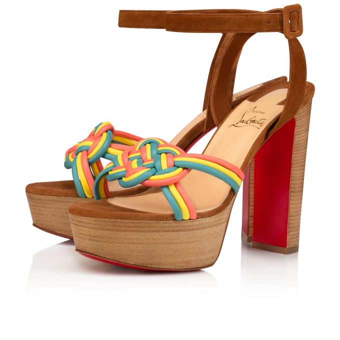 Christian Louboutin Ella 130 Nappa Sandaletler Sandalet Kadın Renkli Bej Rengi | Türkiye YZ4-80808C3