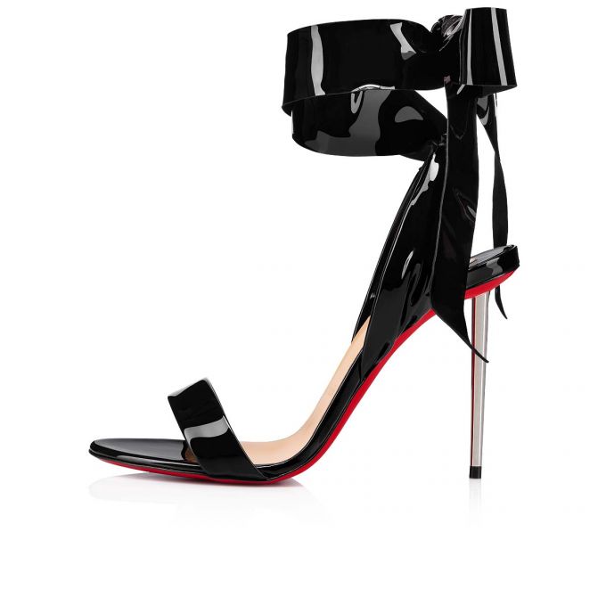 Christian Louboutin Epic Rose 100 Patent Sandaletler Sandalet Kadın Siyah | Türkiye GN5-71607X0