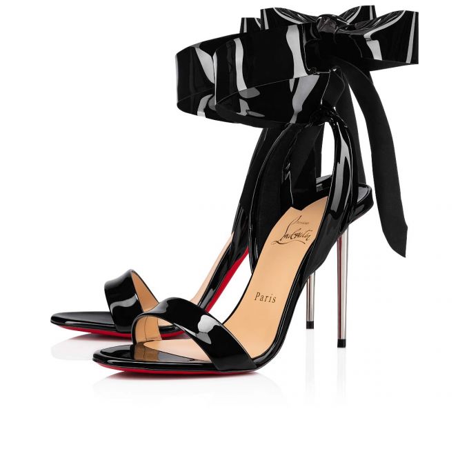 Christian Louboutin Epic Rose 100 Patent Sandaletler Sandalet Kadın Siyah | Türkiye GN5-71607X0