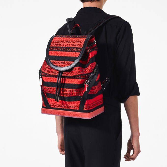 Christian Louboutin Explorafunk Creative Fabric Backpack Sırt Çantası Erkek Siyah Kırmızı | Türkiye HH4-91699U1