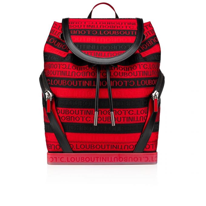 Christian Louboutin Explorafunk Creative Fabric Backpack Sırt Çantası Erkek Siyah Kırmızı | Türkiye HH4-91699U1