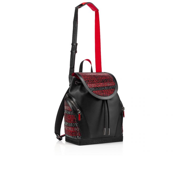 Christian Louboutin Explorafunk S Creative Leather Backpack Sırt Çantası Erkek Siyah Kırmızı | Türkiye WY3-83578Z6