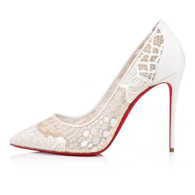 Christian Louboutin Follies Lace 100 Lace Pumps Stiletto Kadın Beyaz Mavi | Türkiye IQ4-42084F3