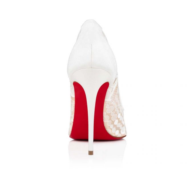 Christian Louboutin Follies Lace 100 Lace Pumps Stiletto Kadın Beyaz Mavi | Türkiye IQ4-42084F3