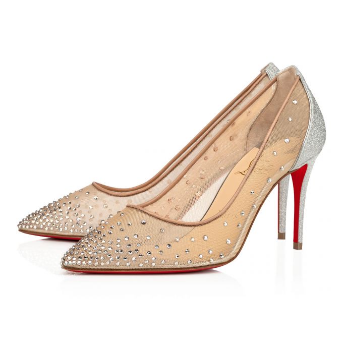 Christian Louboutin Follies Strass 085 85 Version Glitter Pumps Stiletto Kadın Gümüş | Türkiye PF2-04190J5