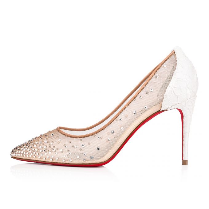 Christian Louboutin Follies Strass 085 85 Version Off Dentelle Pumps Stiletto Kadın Beyaz | Türkiye UZ5-18541I8