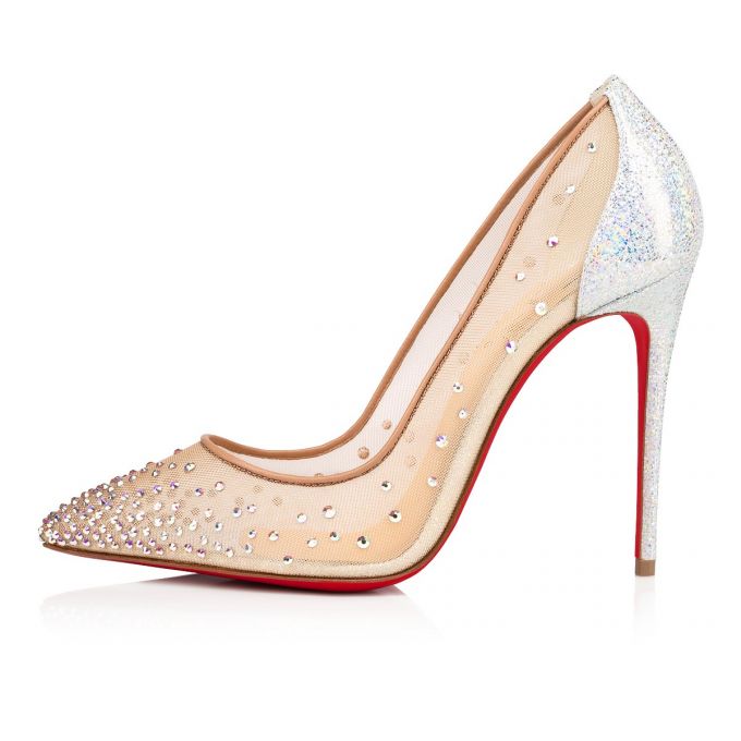 Christian Louboutin Follies Strass 100 Version Ab Classic Fabric Pumps Stiletto Kadın Beyaz | Türkiye NX7-24762D5