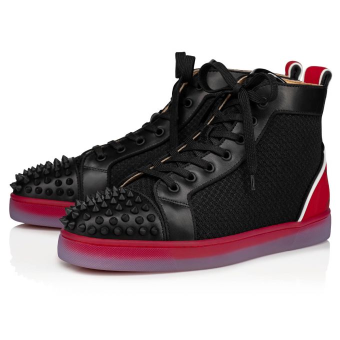 Christian Louboutin Fun Lou Spikes 000 Version Mesh Sneakers Spor Ayakkabı Erkek Siyah Kırmızı | Türkiye NU9-13891P7