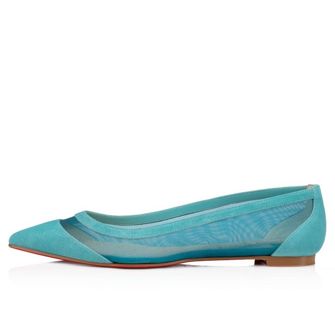 Christian Louboutin Galativi 000 Version Noumea Veau Velours Flats Düz Ayakkabı Kadın Turkuaz | Türkiye LT0-24612Z5