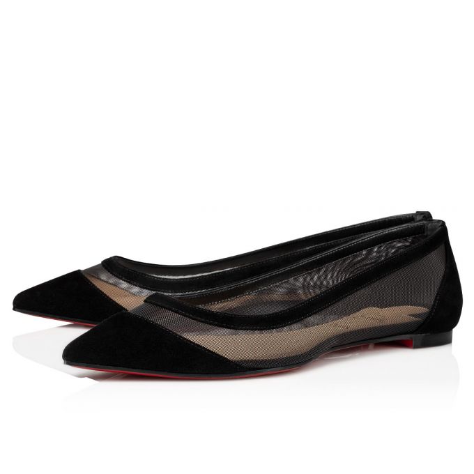 Christian Louboutin Galativi 000 Version Veau Velours Flats Düz Ayakkabı Kadın Siyah | Türkiye IY9-16401Q0