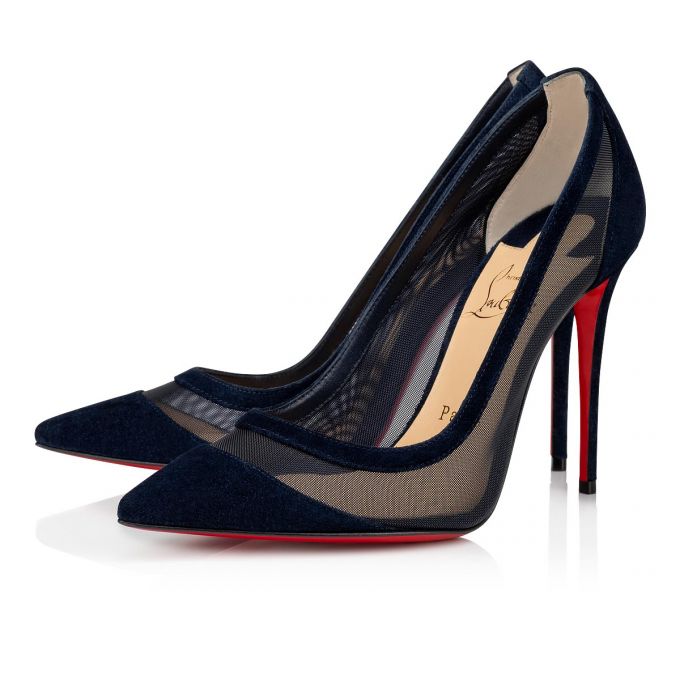 Christian Louboutin Galativi 100 100 Version Marine Veau Velours Pumps Stiletto Kadın Lacivert | Türkiye UY5-62816B3