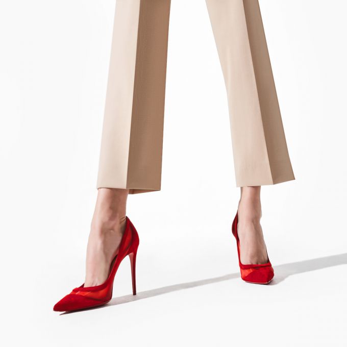 Christian Louboutin Galativi 100 100 Version Veau Velours Pumps Stiletto Kadın Kırmızı | Türkiye DG6-50175J5