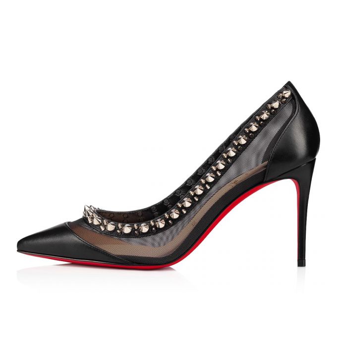 Christian Louboutin Galativi Spikes 85 Fishnet Pumps Stiletto Kadın Siyah Gümüş | Türkiye QG3-11331V1