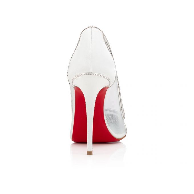 Christian Louboutin Galativi Strass 100 Crepe Sati 100 Version Pumps Stiletto Kadın Beyaz Mavi | Türkiye AT1-65986X5