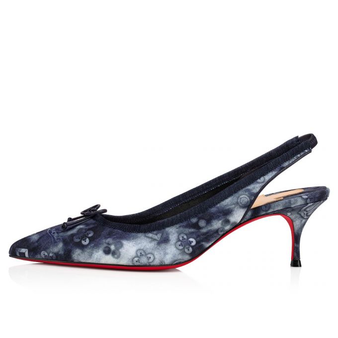 Christian Louboutin Hall Sling Pump 55 Cotton Pumps Sandalet Kadın Renkli Mavi | Türkiye HR4-45494Z8