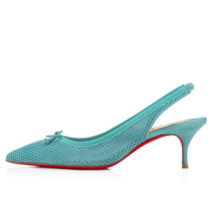 Christian Louboutin Hall Sling Pump 55 Veau Velours Pumps Stiletto Kadın Mavi | Türkiye RG8-51515W2