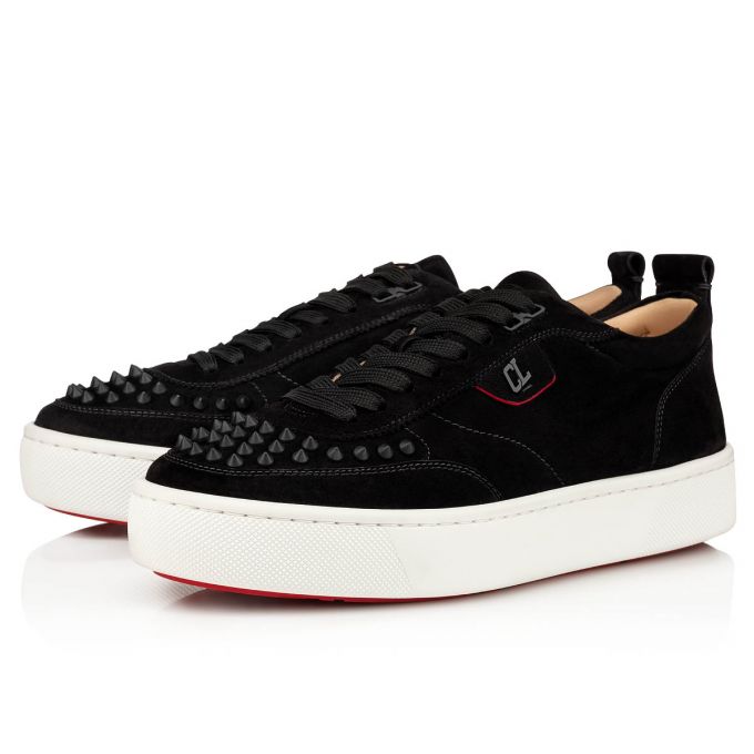 Christian Louboutin Happyrui Spikes 000 Mat Veau Velours Sneakers Spor Ayakkabı Erkek Siyah | Türkiye AN4-39523D8