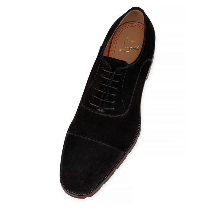 Christian Louboutin Hubertus 000 Veau Velours Oxford Oxford Ayakkabı Erkek Siyah | Türkiye OO4-00610E0