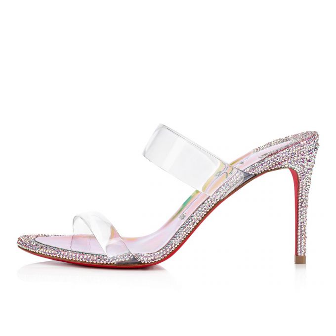 Christian Louboutin Just Strass 85 Suede Mules Mules Kadın Pembe Renkli | Türkiye NP3-90809U3