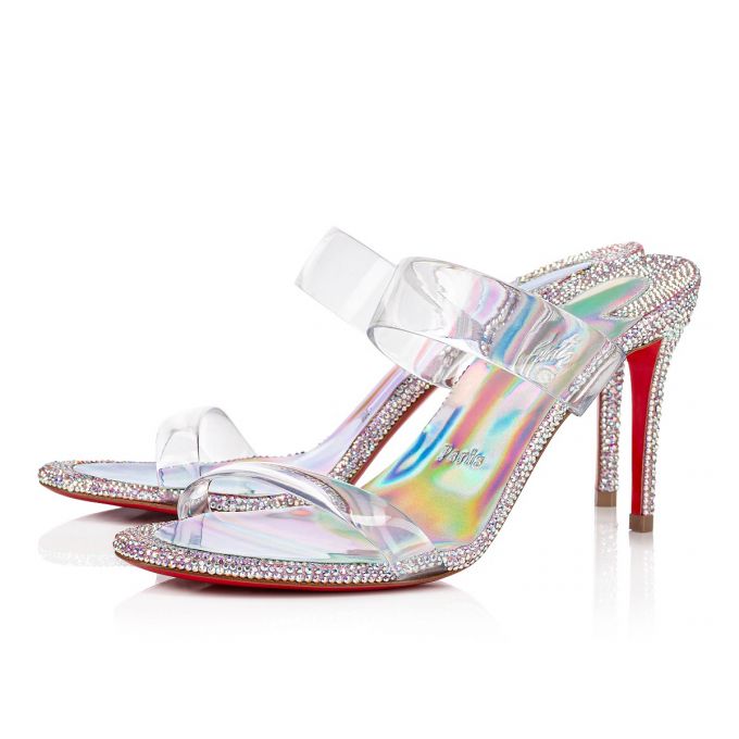 Christian Louboutin Just Strass 85 Suede Mules Mules Kadın Pembe Renkli | Türkiye NP3-90809U3