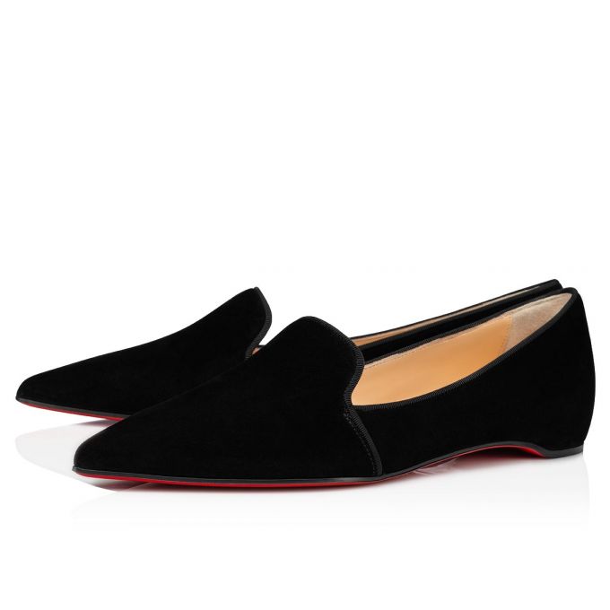 Christian Louboutin Kashasha Veau Velours Flats Düz Ayakkabı Kadın Siyah | Türkiye PZ0-50225I3