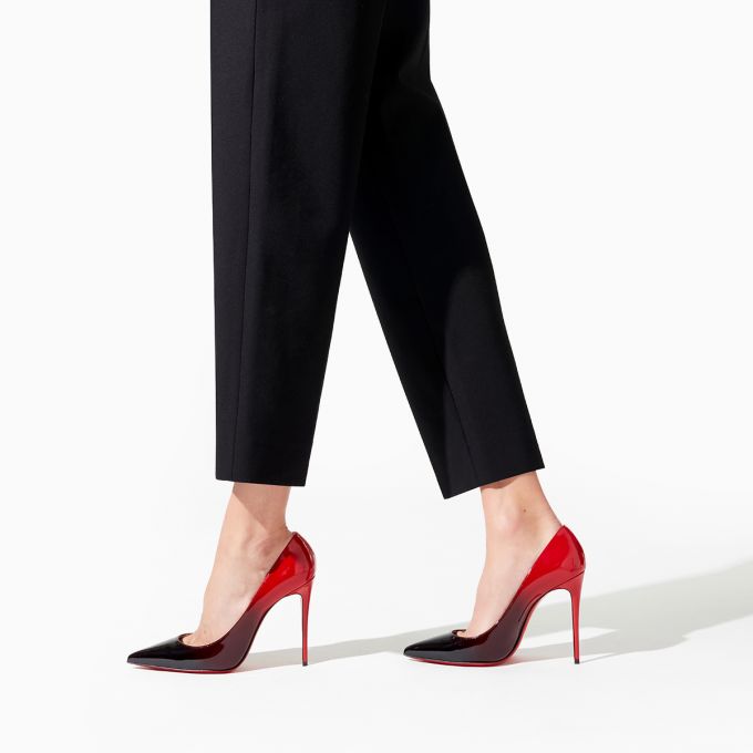 Christian Louboutin Kate 100 100 Patent Pumps Stiletto Kadın Siyah Kırmızı | Türkiye JP5-27122V7