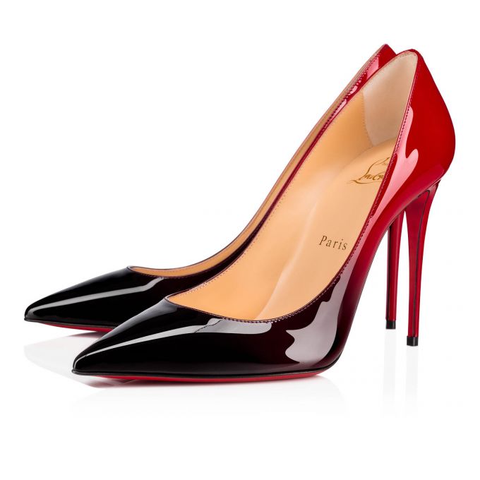 Christian Louboutin Kate 100 100 Patent Pumps Stiletto Kadın Siyah Kırmızı | Türkiye JP5-27122V7