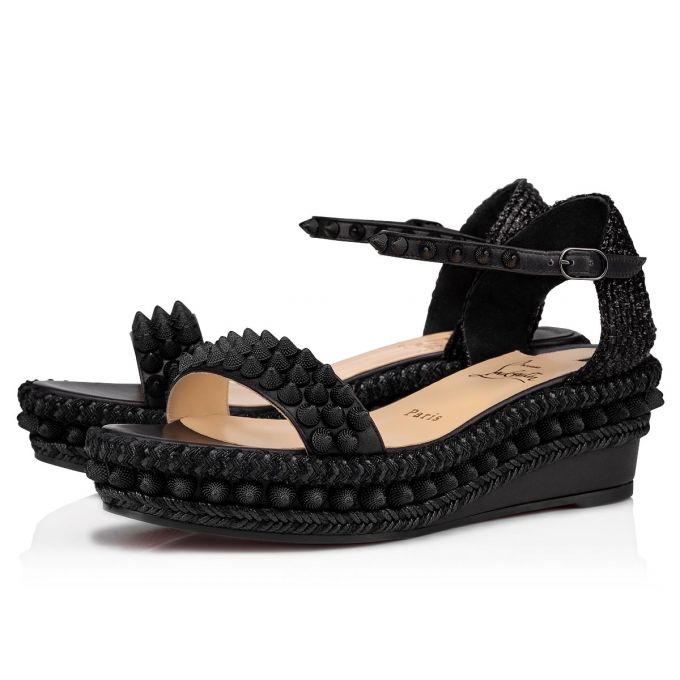 Christian Louboutin Lata 60 Calf Espadriller Espadril Ayakkabı Kadın Siyah | Türkiye WR8-57115J9