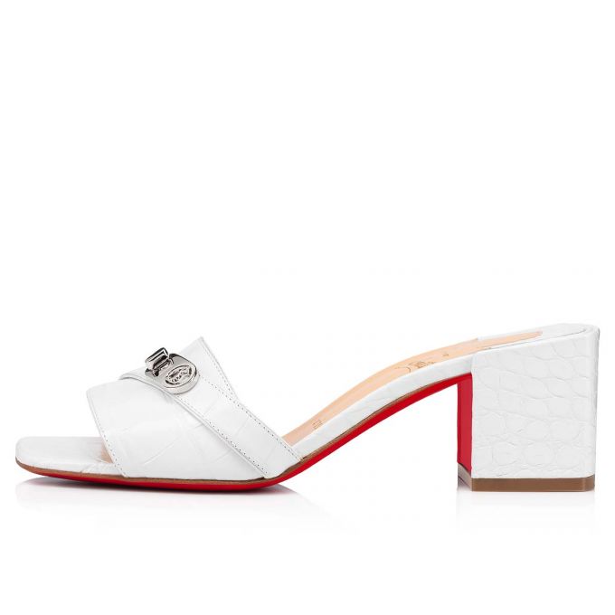 Christian Louboutin Lock Art 55 Calf Mules Mules Kadın Beyaz | Türkiye ZO7-61566Z6