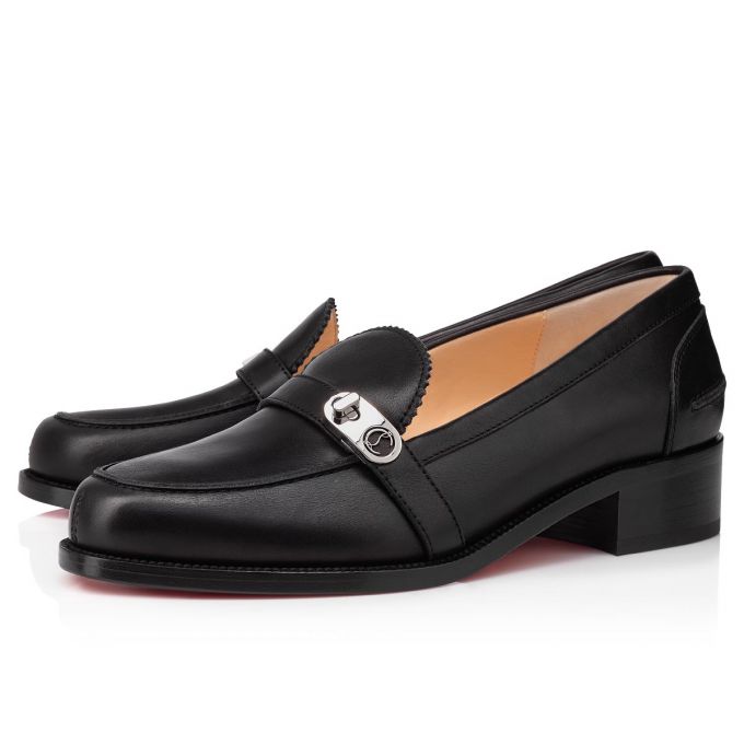 Christian Louboutin Lock Me Moc Calf Flats Düz Ayakkabı Kadın Siyah | Türkiye AB0-49794P3