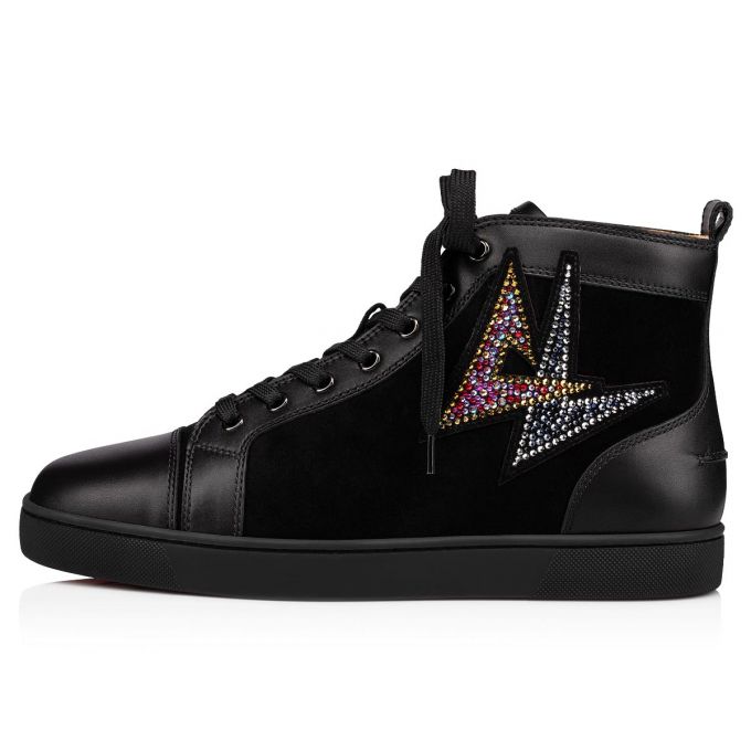 Christian Louboutin Lou Oui Veau Velours Sneakers Spor Ayakkabı Erkek Siyah | Türkiye IB3-24142A8