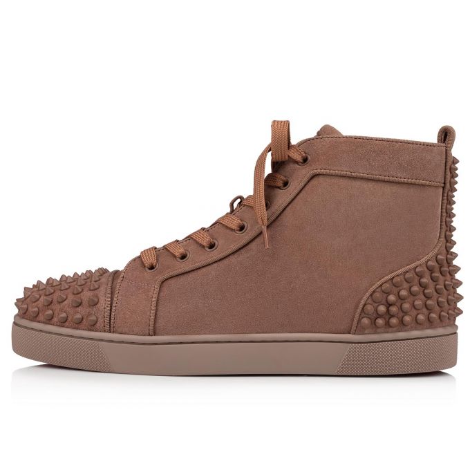 Christian Louboutin Lou Spikes 2 000 Mat Veau Velours Sneakers Spor Ayakkabı Erkek Kahverengi | Türkiye DD7-14331Q7