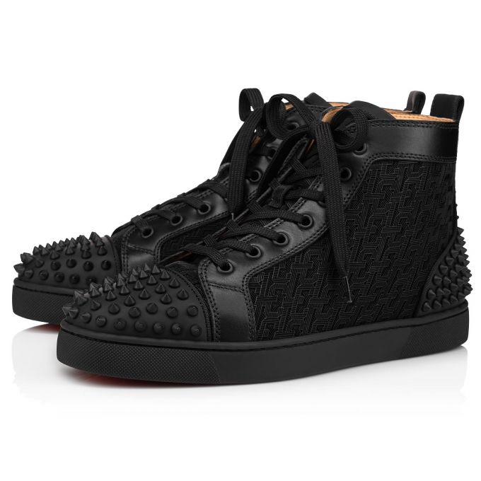 Christian Louboutin Lou Spikes 2 Cotton Sneakers Spor Ayakkabı Erkek Siyah | Türkiye CQ6-83508D7