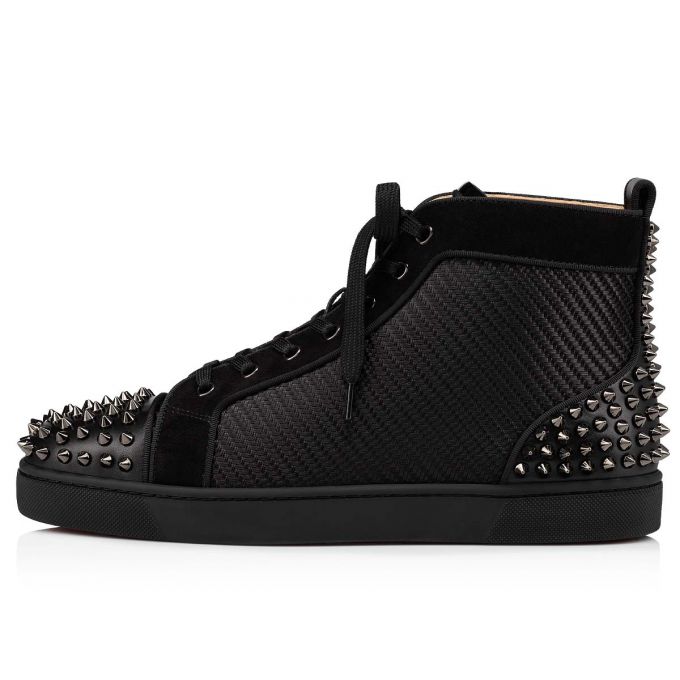 Christian Louboutin Lou Spikes 2 Cotton Sneakers Spor Ayakkabı Erkek Siyah | Türkiye SB0-60316D8