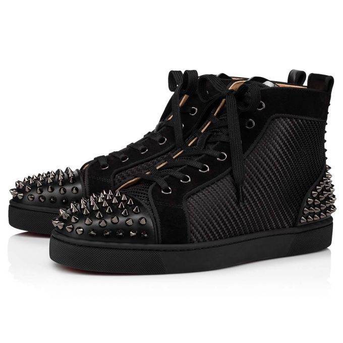 Christian Louboutin Lou Spikes 2 Cotton Sneakers Spor Ayakkabı Erkek Siyah | Türkiye SB0-60316D8