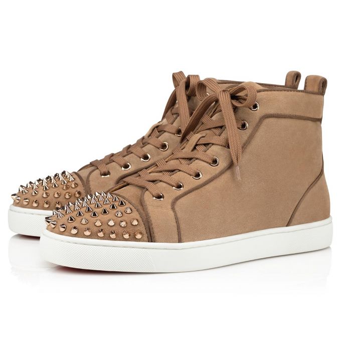 Christian Louboutin Lou Spikes Orla 000 Metal Veau Velours Sneakers Spor Ayakkabı Erkek Kahverengi | Türkiye BJ4-40474W5