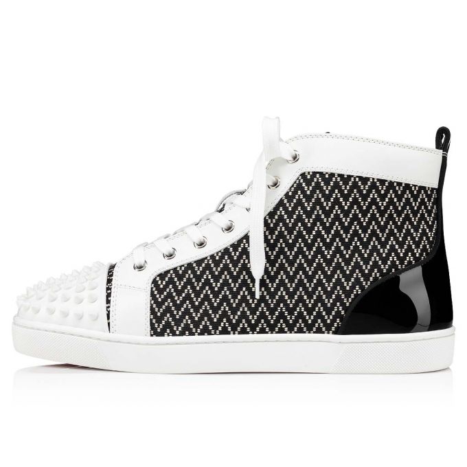 Christian Louboutin Lou Spikes Orlato Cotton Sneakers Spor Ayakkabı Erkek Beyaz Siyah | Türkiye FD5-72387N9