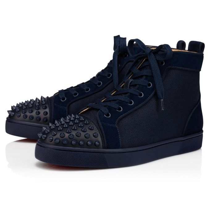 Christian Louboutin Lou Spikes Orlato Creative Fabric Sneakers Spor Ayakkabı Erkek Lacivert | Türkiye NI8-35243R7