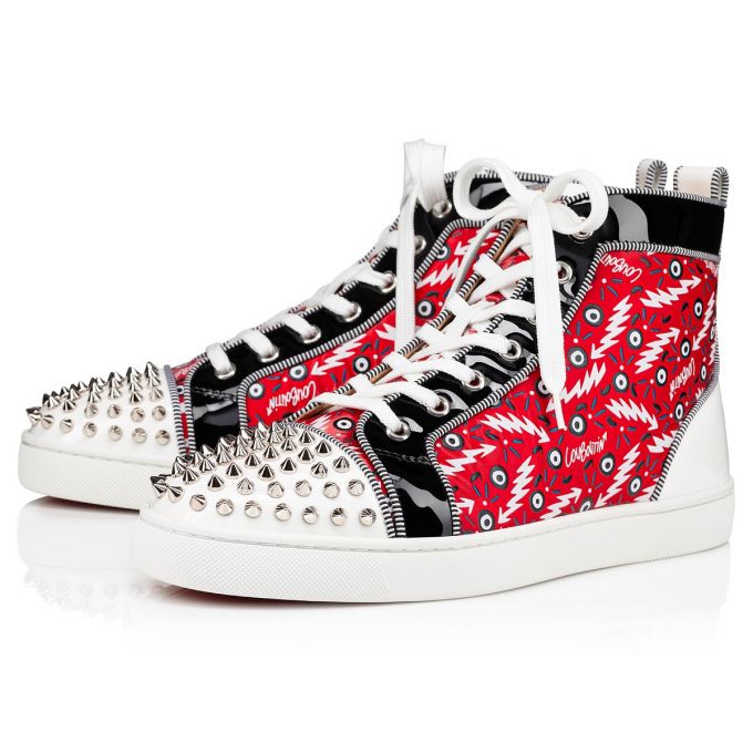 Christian Louboutin Lou Spikes Orlato Version Creative Fabric Sneakers Spor Ayakkabı Erkek Kırmızı | Türkiye GC6-80148T8