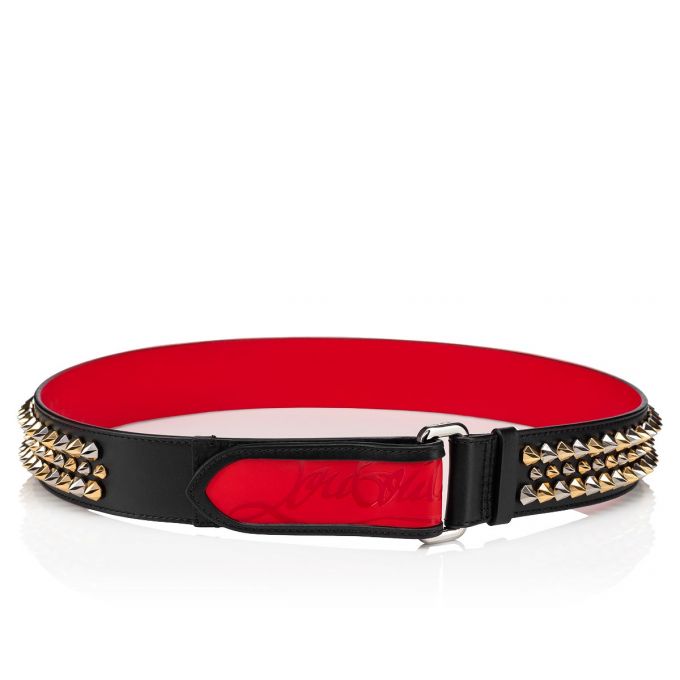 Christian Louboutin Loubi Belt Classic Leather Belts Kemer Erkek Siyah Kırmızı Renkli | Türkiye XY7-06060B6