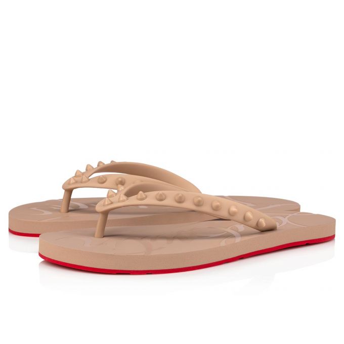 Christian Louboutin Loubi Flip 1 Plastic Finish Flats Düz Ayakkabı Kadın Bej Rengi | Türkiye EA9-16061Q2