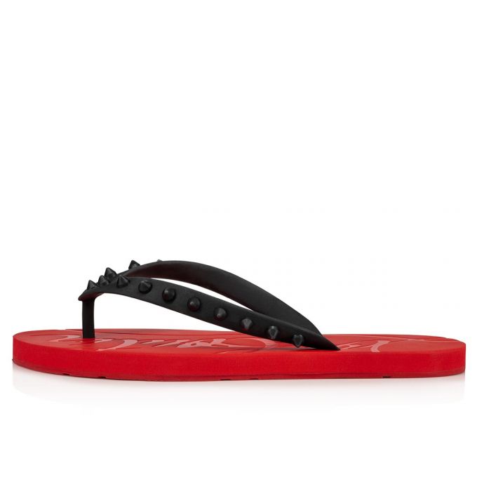 Christian Louboutin Loubi Flip Donn 000 Gomme Flats Düz Ayakkabı Kadın Siyah Kırmızı | Türkiye YR9-99629R8