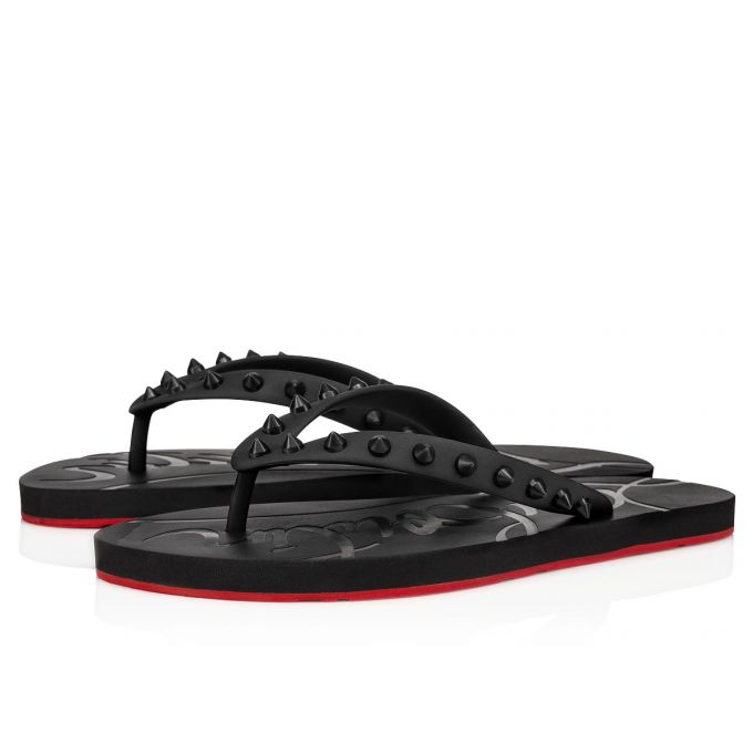 Christian Louboutin Loubi Flip Plastic Finish Flats Düz Ayakkabı Kadın Siyah | Türkiye ZQ1-74357P8