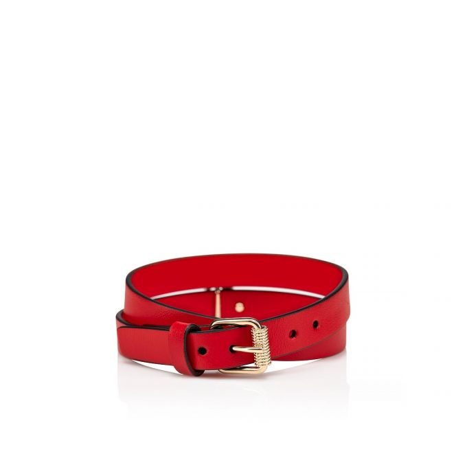 Christian Louboutin Loubilink Classic Leather Bracelets Bilezik Kadın Kırmızı Altın | Türkiye JT4-93849E5