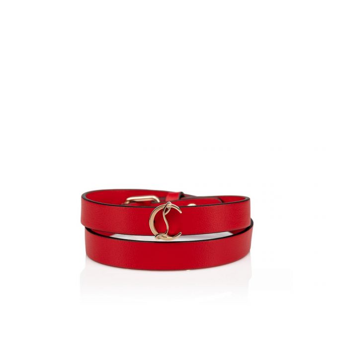 Christian Louboutin Loubilink Classic Leather Bracelets Bilezik Kadın Kırmızı Altın | Türkiye JT4-93849E5