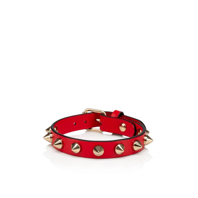 Christian Louboutin Loubilink Classic Leather Bracelets Bilezik Kadın Kırmızı Altın | Türkiye VZ4-15041A7